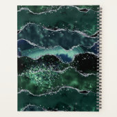 Vert Argent Paillettes Marbre Géode Agate Monogram (Dos)