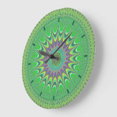 Vert Art Abstrait Mandala Design Horloge murale (Angle)