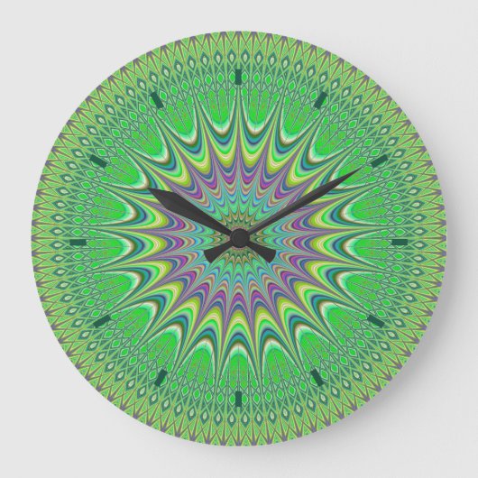 Vert Art Abstrait Mandala Design Horloge murale (Recto)