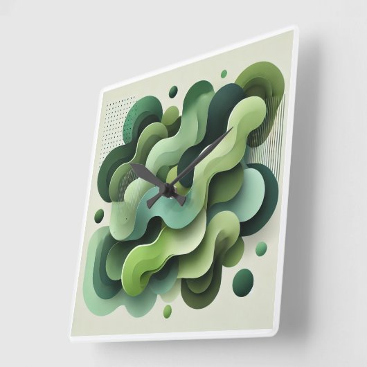 Vert Art déco abstrait Horloge murale (Angle)