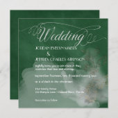 Vert atmosphérique Faire-part de mariage moderne (Devant / Derrière)