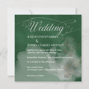 Vert atmosphérique Faire-part de mariage moderne