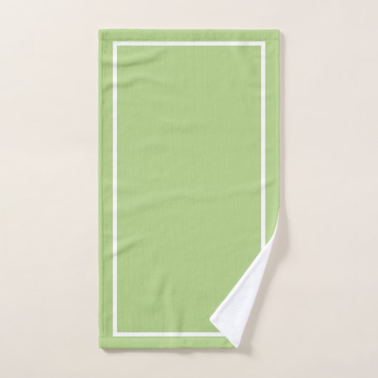 Vert avec bordure blanche (Serviette à main)
