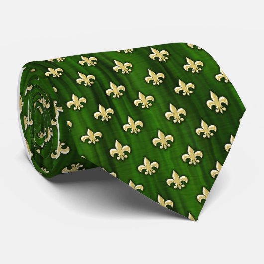 Vert avec Cravate Gold Fleur de Lis (Roulé)
