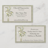 Vert avec Croix d'or/Coeurs/Fleurs Cartes de visit (Devant / Derrière)