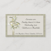 Vert avec Croix d'or/Coeurs/Fleurs Cartes de visit (Dos)