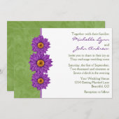 Vert avec Faire-part de mariage de fleurs violette (Devant / Derrière)