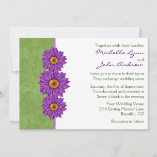 Vert avec Faire-part de mariage de fleurs violette
