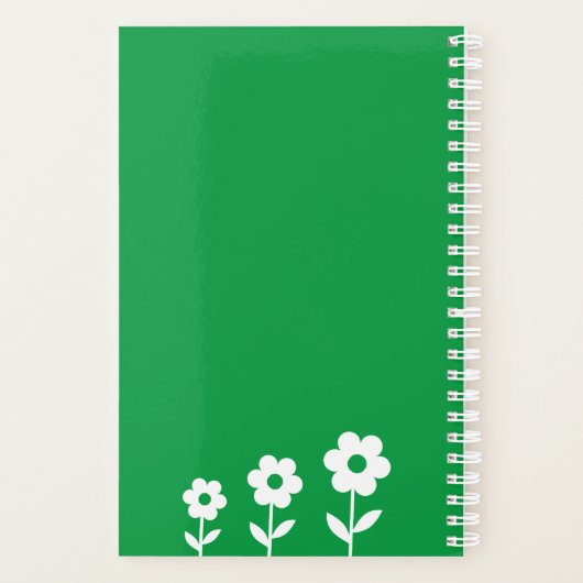Vert avec fleurs blanches, planificateur de noms p (Dos)