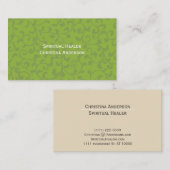 Vert avec fleurs / Carte de visite feuille (Devant / Derrière)