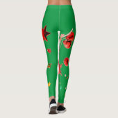 Vert avec ornements de Noël rouge Leggings (Dos)