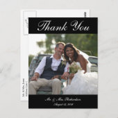Vert. B&W Aangepaste trouwfoto Dank u Briefkaart (Voorkant / Achterkant)