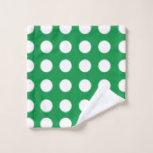 Vert Blanc À pois Féminin Chic (Gant de toilette)