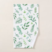 Vert blanc Aquarelle Feuilles botaniques (Serviette à main)