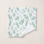Vert blanc Aquarelle Feuilles botaniques (Gant de toilette)