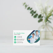 Vert blanc Créatif Moderne Carte de visite Médical (Debout devant)