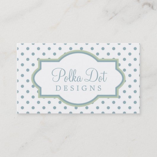 Vert blanc et cartes de visite de point de polka (Devant)