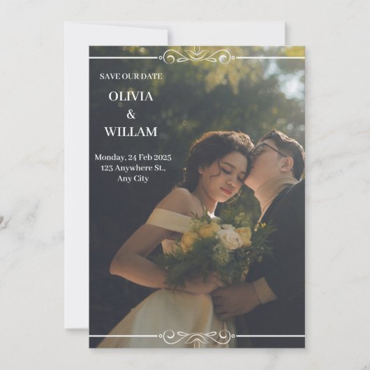 Vert blanc Faire-part de mariage (Devant)