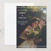 Vert blanc Faire-part de mariage (Devant / Derrière)