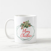 Vert blanc Floral Joyeux café de Noël Mug (Gauche)