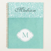 Vert blanc floral Pastel tendance Monogramme (Devant)