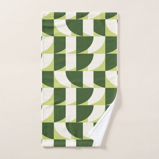 Vert blanc géométrique Art Abstrait (Serviette à main)