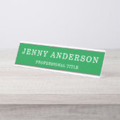 Vert blanc Nom et Titre Bureau Nom Plaque (Devant)
