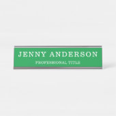 Vert blanc Nom et Titre Bureau Nom Plaque (Devant)