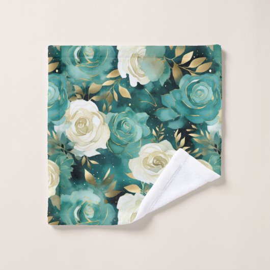 Vert blanc or Rose Floral (Gant de toilette)