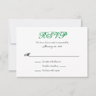 Vert Blanc Plaine Simple Mariage Cartes RSVP