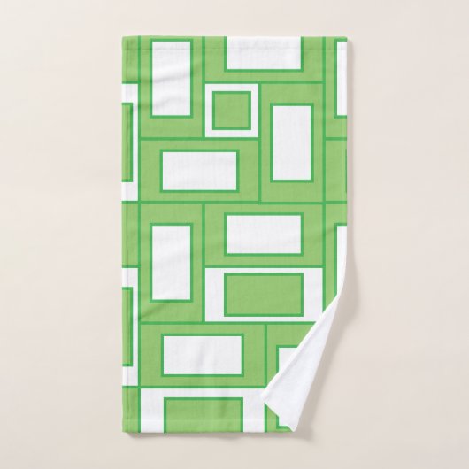 Vert blanc Rectangle géométrique (Serviette à main)