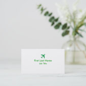 Vert blanc simple avion sur mesure cartes de visit (Debout devant)