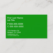 Vert blanc simple avion sur mesure cartes de visit (Dos)