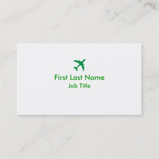 Vert blanc simple avion sur mesure cartes de visit (Devant)