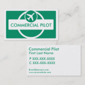 Vert blanc simple sur mesure cartes de visite pilo (Devant / Derrière)