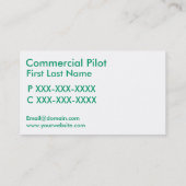 Vert blanc simple sur mesure cartes de visite pilo (Dos)