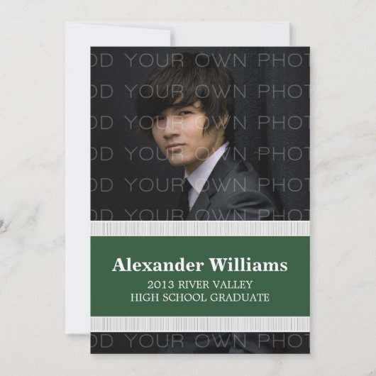 Vert/Blanc Stripes Couleur de l'école Invitation G (Devant)