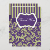 Vert, Blanc, Violet Carte de remerciements Damas (Devant / Derrière)