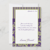 Vert, Blanc, Violet Carte de remerciements Damas (Dos)
