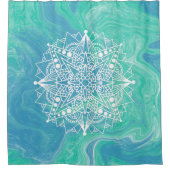 Vert bleu Abstrait Mandala Zen Douche rideau (Devant)