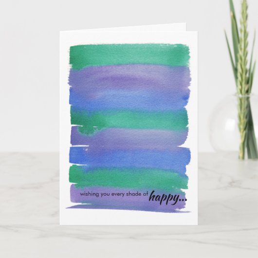 Vert+Bleu Aquarelle Anniversaire Carte pliée (Devant)