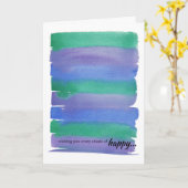 Vert+Bleu Aquarelle Anniversaire Carte pliée (Fleur jaune)