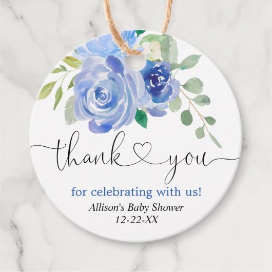 Vert bleu blanc floral merci pour les étiquettes (Devant)