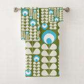 Vert, Bleu Clair, Crème Fleurs Motif Mid Mod (En situation)