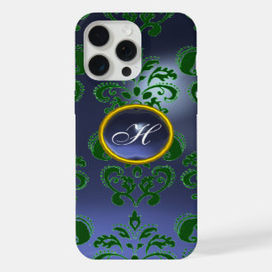 VERT BLEU DAMAS GEMME MONOGRAMME Floral