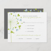 Vert bleu Dandelion Fleurs Aimer carte RSVP (Devant / Derrière)