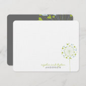 Vert bleu Dandelions Aimer Mariage Carte de remerc (Devant / Derrière)