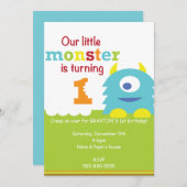 Vert bleu de petite de monstre ?ère invitation (Devant / Derrière)