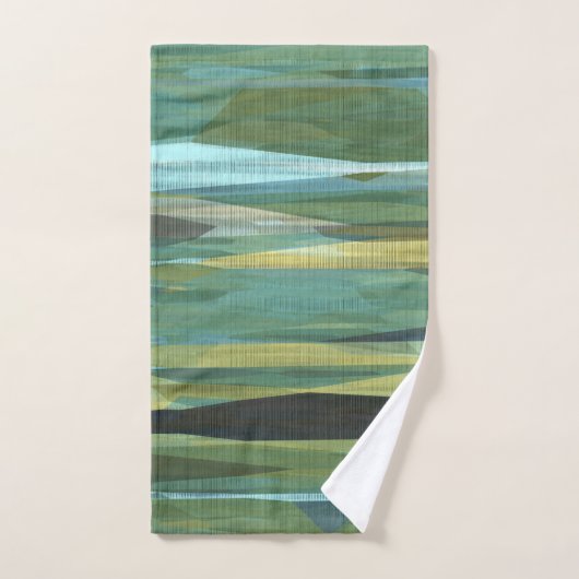 Vert bleu et gris Art moderne (Serviette à main)