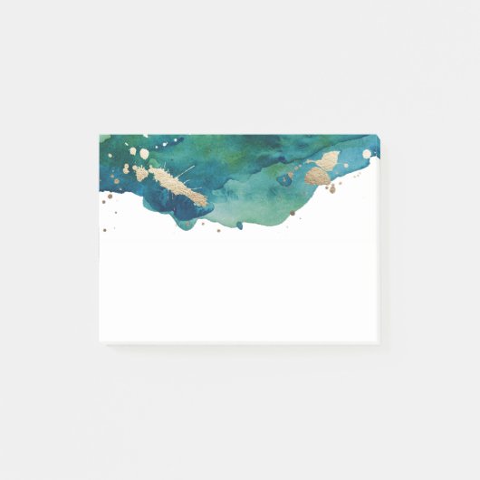 Vert bleu et post-it d'éclaboussure d'or (Devant)